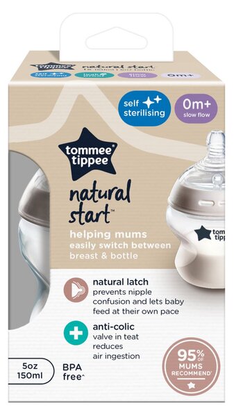 TOMMEE TIPPEE plastična bočica CTN 150 ml, sporiji protok, anti-colic