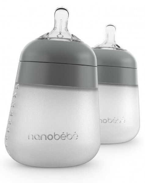 NANOBEBE silikonska bočica Flexy 270ml 2kom - Siva GRAY