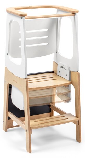 Maxi-Cosi edukativni toranj Toucan 3u1 - Natural Wood/White Montessori toranj za učenje, stol i stolica