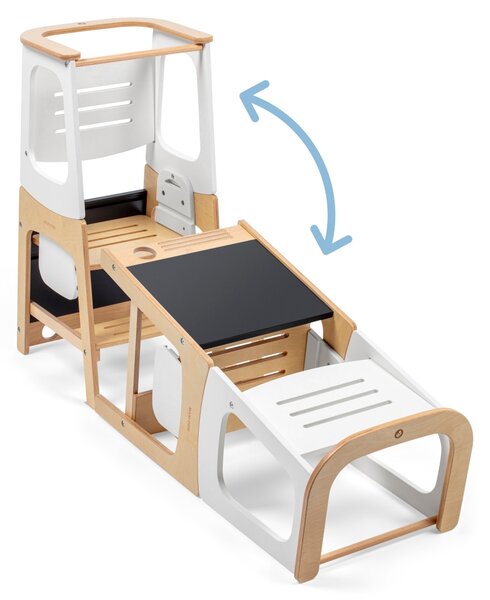 Maxi-Cosi edukativni toranj Toucan 3u1 - Natural Wood/White Montessori toranj za učenje, stol i stolica