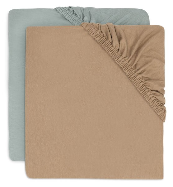 JOLLEIN plahta 2/1 jersey 60x120cm sea green/biscuit