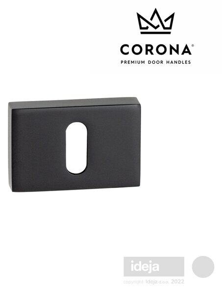 Rozeta Corona® kvadratna crna <span>ključ, cilindar ili wc</span> Cilindar