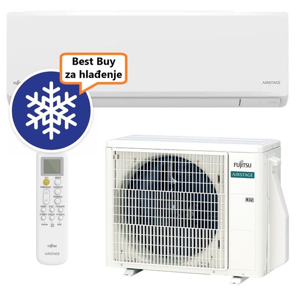 FUJITSU KLIMA UREĐAJ 2,5kW ASEH09KLTA/AOEH09KLTA - Airstage eco pro inverter, za 25m2, A++ energetska klasa