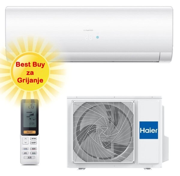 HAIER KLIMA UREĐAJ 2,6kW AS25S2SF1FA-WH/1U25S2SM1FA - Flexis Plus, za prostor do 30m2, A+++ energetska klasa