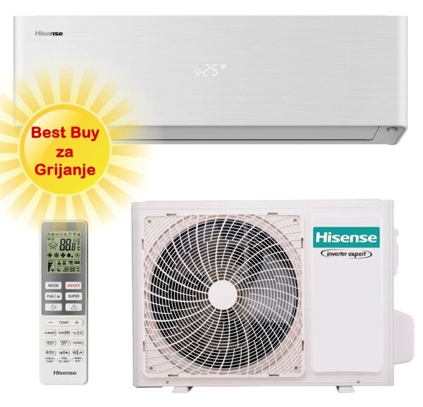 HISENSE KLIMA UREĐAJ 3,5kW QH35XV3A- Energy Pro X QH Inverter +, za prostor do 35m2, A+++ energetska klasa, R-32