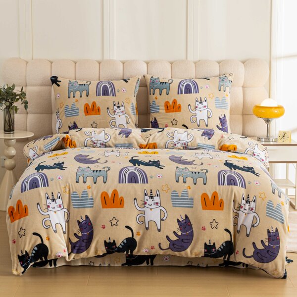 Posteljina mikropliš PURRSLEEP bež. Dimenzije posteljine: 2 kom 70 x 90 cm | 200 x 220 cm