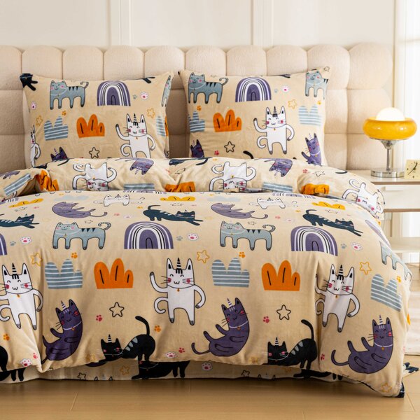 Posteljina mikropliš PURRSLEEP bež. Dimenzije posteljine: 2 kom 70 x 90 cm | 200 x 220 cm