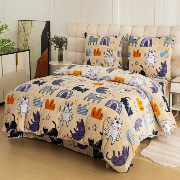 Posteljina mikropliš PURRSLEEP bež. Dimenzije posteljine: 2 kom 70 x 90 cm | 200 x 220 cm
