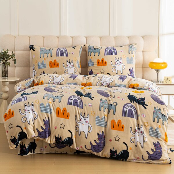 Posteljina mikropliš PURRSLEEP bež. Dimenzije posteljine: 2 kom 70 x 90 cm | 200 x 220 cm