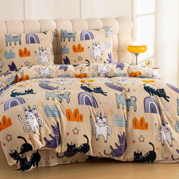 Posteljina mikropliš PURRSLEEP bež. Dimenzije posteljine: 2 kom 70 x 90 cm | 200 x 220 cm