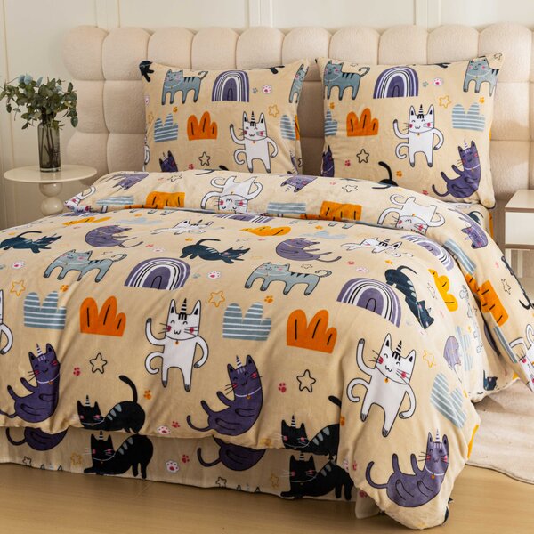 Posteljina mikropliš PURRSLEEP bež. Dimenzije posteljine: 2 kom 70 x 90 cm | 200 x 220 cm