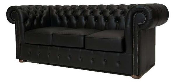 Chesterfield Trosjed Class Leather | 3-sjedišta | Matt Black