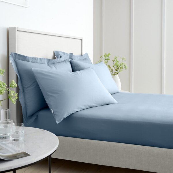 Plava plahta s gumom od pamučnog perkala 90x190 cm Cotton Percale – Bianca