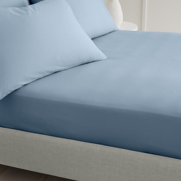 Plava plahta s gumom od pamučnog perkala 90x190 cm Cotton Percale – Bianca