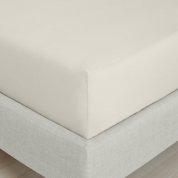 Bež plahta s gumom od pamučnog perkala 185x200 cm Cotton Percale – Bianca