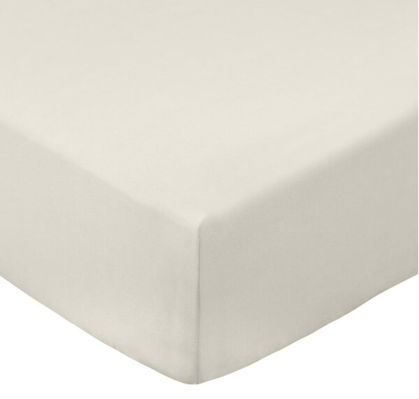 Bež plahta s gumom od pamučnog perkala 185x200 cm Cotton Percale – Bianca