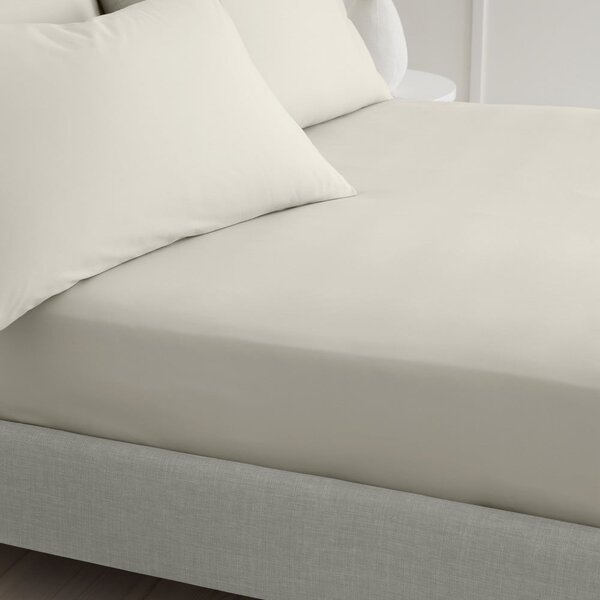 Bež plahta s gumom od pamučnog perkala 185x200 cm Cotton Percale – Bianca
