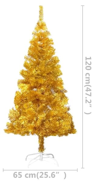 Umjetno osvijetljeno božićno drvce s kuglicama zlatno 120cm PET - Zlatno 120 cm s 150 LED dioda i ružičastim zlatnim kuglicama