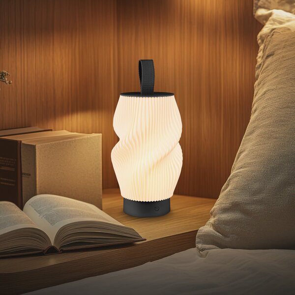 Briloner Brilo unplugged Tubi LED punjiva stolna lampa, crna i bijela, IP44, prigušiva, Crno, spavaća soba, Plastika