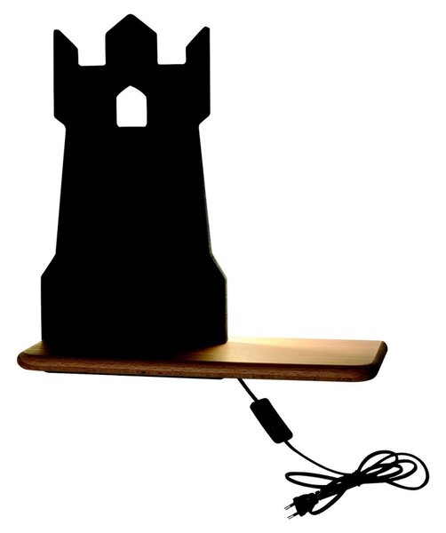 LED Dječja zidna svjetiljka s policom TOWER LED/4W/230V crna/drvo