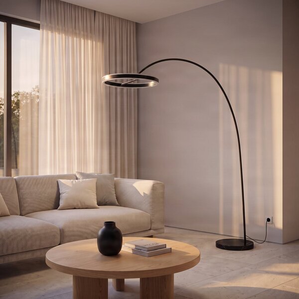 Podne Lampa Lucande, Yekta, prigušiv, Crno, Dnevna soba, Metal, Dizajn