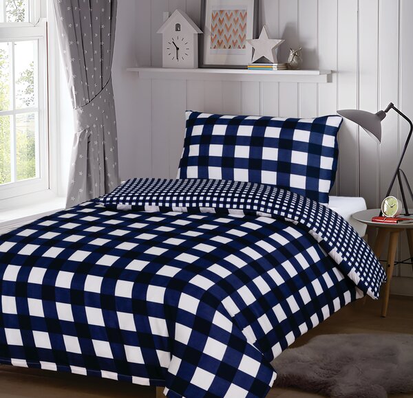 Posteljina od mikrovlakana NAVY GINGHAM plavo-bijela Dimenzije posteljine: 70 x 90 cm | 140 x 200 cm