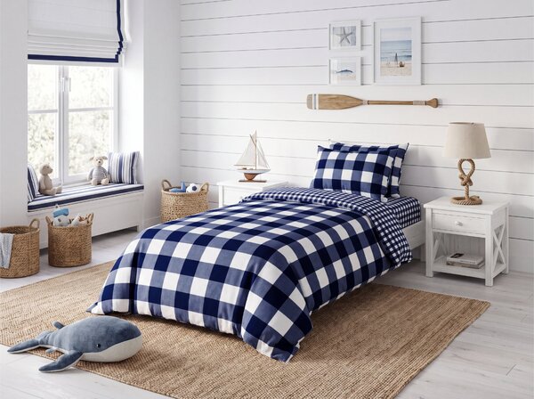 Posteljina od mikrovlakana NAVY GINGHAM plavo-bijela Dimenzije posteljine: 70 x 90 cm | 140 x 200 cm