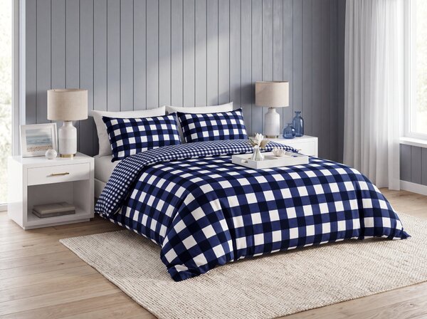 Posteljina od mikrovlakana NAVY GINGHAM plavo-bijela Dimenzije posteljine: 70 x 90 cm | 140 x 200 cm