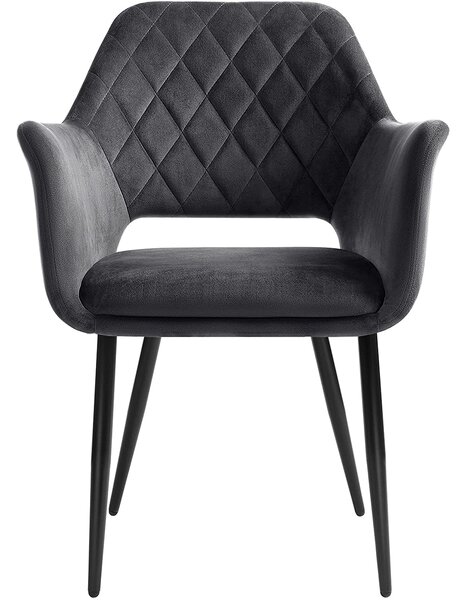 SONGMICS stolica za blagovanje s baršunastom presvlakom, kuhinjska fotelja, 59,5 x 58 x 88 cm