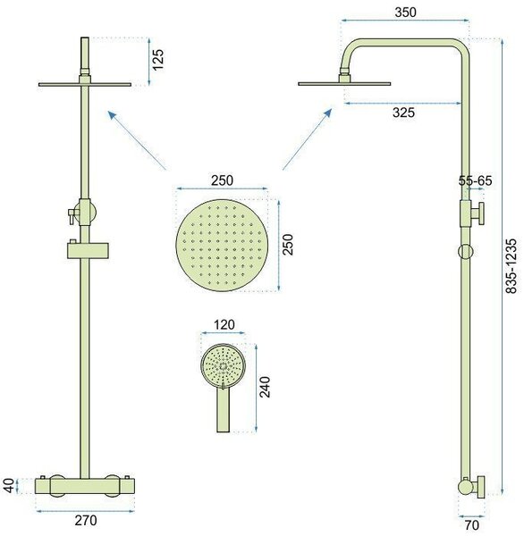 Tuš set s termostatom REA VINCENT NICKEL BRUSH INOX