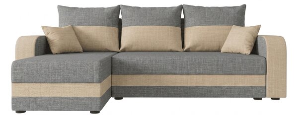 Razvlačna kutna garnitura L VALERIO 238x140 cm, svijetlo siva/bež + 2 jastuka GRATIS, univerzalna