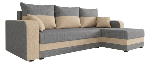 Razvlačna kutna garnitura L VALERIO 238x140 cm, svijetlo siva/bež + 2 jastuka GRATIS, univerzalna