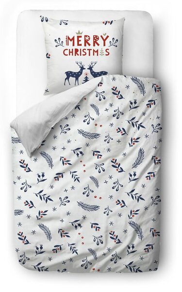 Bijelo-plava posteljina za krevet za jednu osobu od pamučnog satena 140x200 cm – Butter Kings