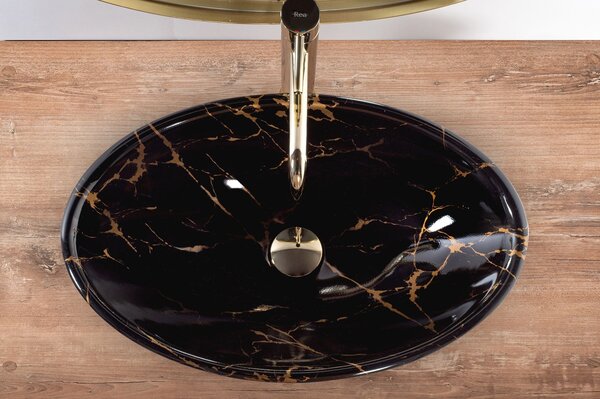 Nadgradni umivaonik Pamela Black Marble Shiny