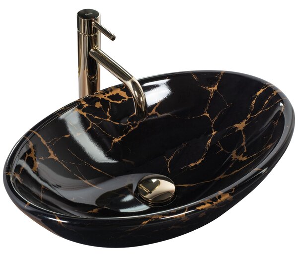 Nadgradni umivaonik Pamela Black Marble Shiny