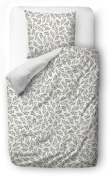 Bijelo-siva posteljina za krevet za jednu osobu od pamučnog satena 140x200 cm – Butter Kings