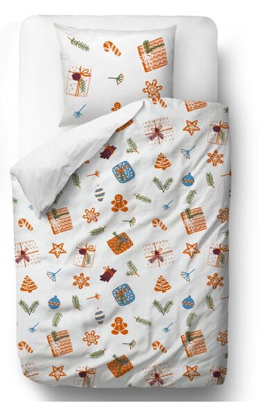 Bijelo-narančasta posteljina za krevet za jednu osobu od pamučnog satena 140x200 cm – Butter Kings