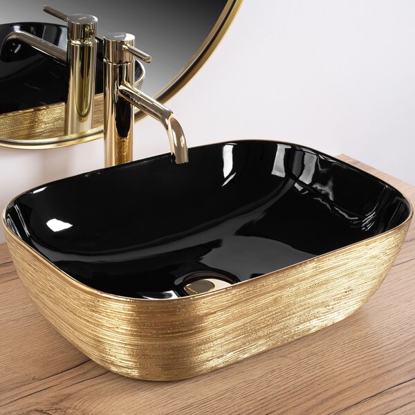 Nadgradni umivaonik Rea Belinda BLACK BRUSH GOLD