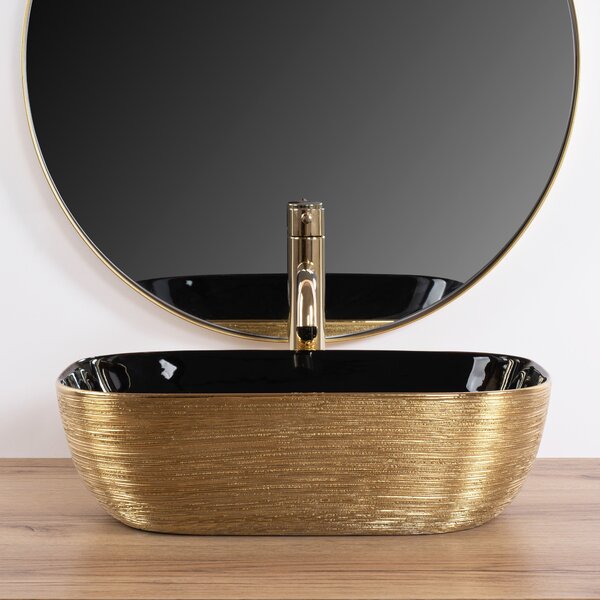 Nadgradni umivaonik Rea Belinda BLACK BRUSH GOLD