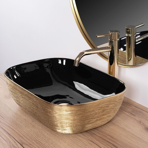 Nadgradni umivaonik Rea Belinda BLACK BRUSH GOLD
