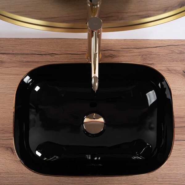 Nadgradni umivaonik Rea Belinda BLACK BRUSH GOLD