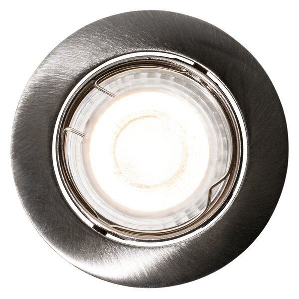 Set od 6 modernih ugradbenih reflektora boje metala, okruglih, podesivih, GU10 50 mm - Edu