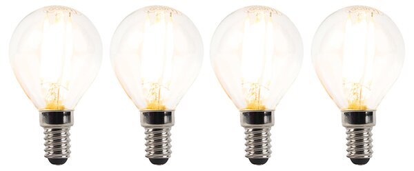 Set od 4 E14 prigušivih LED žarulja P45 prozirne 3W 250lm 2700K