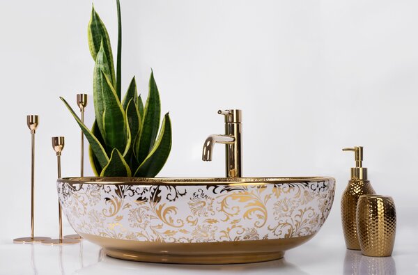 Nadgradni umivaonik Rea Margot White/Gold