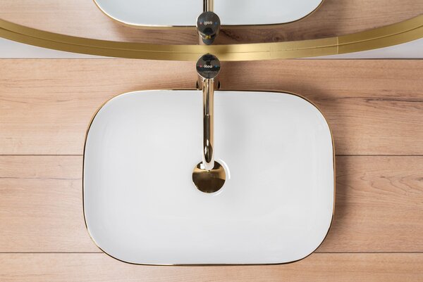 Nadgradni umivaonik Rea Belinda White GOLD BRUSH