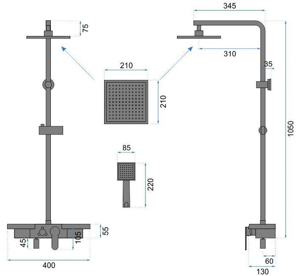 Tuš set REA Bravo Brush Gold