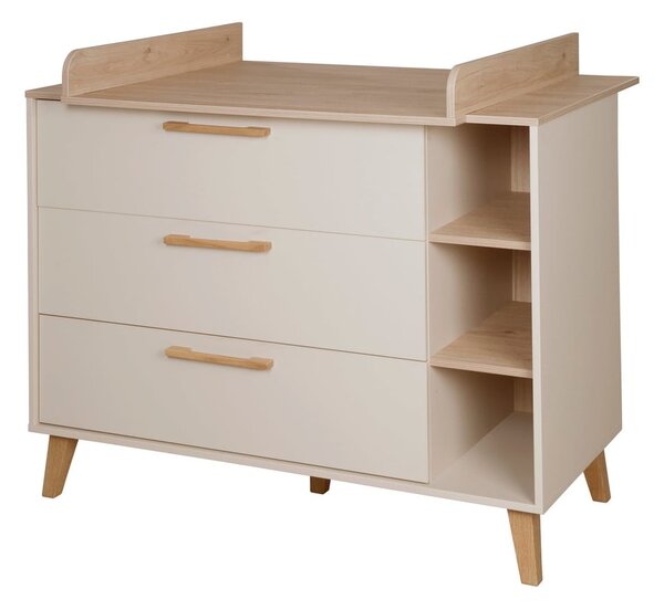 Krem/u prirodnoj boji dječja komoda u dekoru hrasta s promjenjivim stolom 117x103x78 cm Jil – Roba