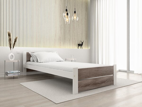 Krevet IKAROS DOUBLE 90 x 200 cm, bijela/tartuf hrast Podnica: Sa podnicom od letvi, Madrac: Bez madraca