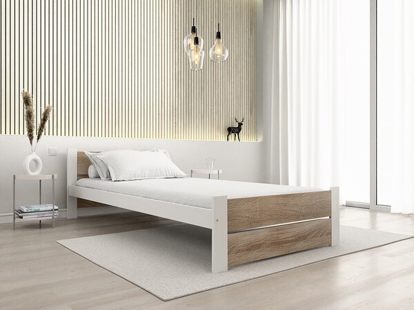 Krevet IKAROS DOUBLE 90 x 200 cm, bijela/hrast sonoma Podnica: Bez podnice, Madrac: Bez madraca