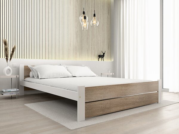 Krevet IKAROS DOUBLE 120 x 200 cm, bijela/hrast sonoma Podnica: Bez podnice, Madrac: Bez madraca